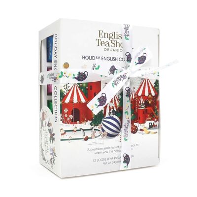 English Tea Shop - Tea Gift with Bow "Holiday Collection, White", ORGANIC, 12 Pyramid Bags (Organic Box)