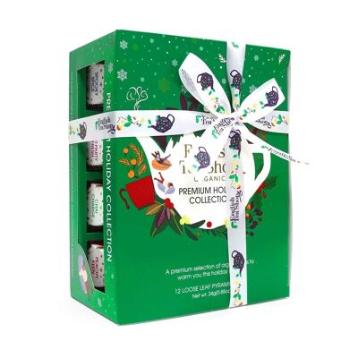English Tea Shop - Tea Gift with Bow "Holiday Collection, Green", ORGANIC, 12 Pyramid Bags (Organic Box)