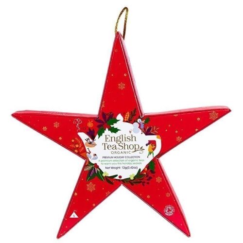 English Tea Shop - Weihnachtsstern zum Aufhängen "Pink Star", BIO-Tee, 6 Pyramidenbeutel