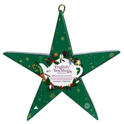 English Tea Shop - Estrella de Navidad colgante "Estrella Verde", té BIO, 6 bolsitas piramidales