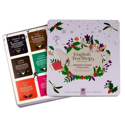 English Tea Shop - Colección de té de invierno en caja de metal noble "Premium Holiday Collection" blanco, orgánico, 72 bolsitas de té (9x8)