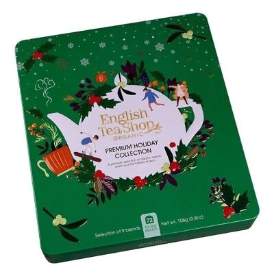 English Tea Shop - Winter tea collection in a noble metal box "Premium Holiday Collection" green, organic, 72 tea bags (9x8)