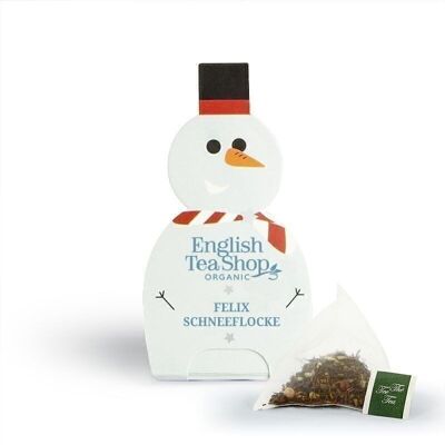 English Tea Shop - Christmas Journeyman Snowman "Felix Schneeflocke", ORGÁNICO, 25 bolsitas piramidales (cada una de 2 g envuelta individualmente, á EAN 680275058939)