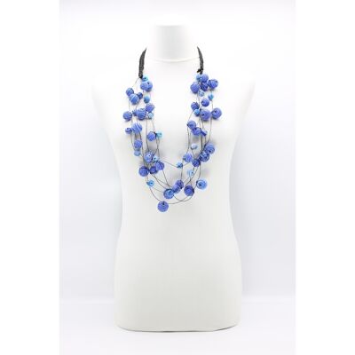 Fimo-Perlen-Halskette auf Angeldraht - Blau