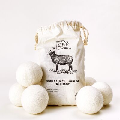 Boule de laine 100% biodégradable (50 Sachets de 6 boules)
