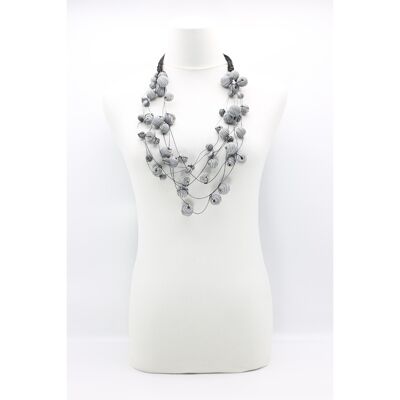 Fimo-Perlen-Halskette auf Angeldraht - grau