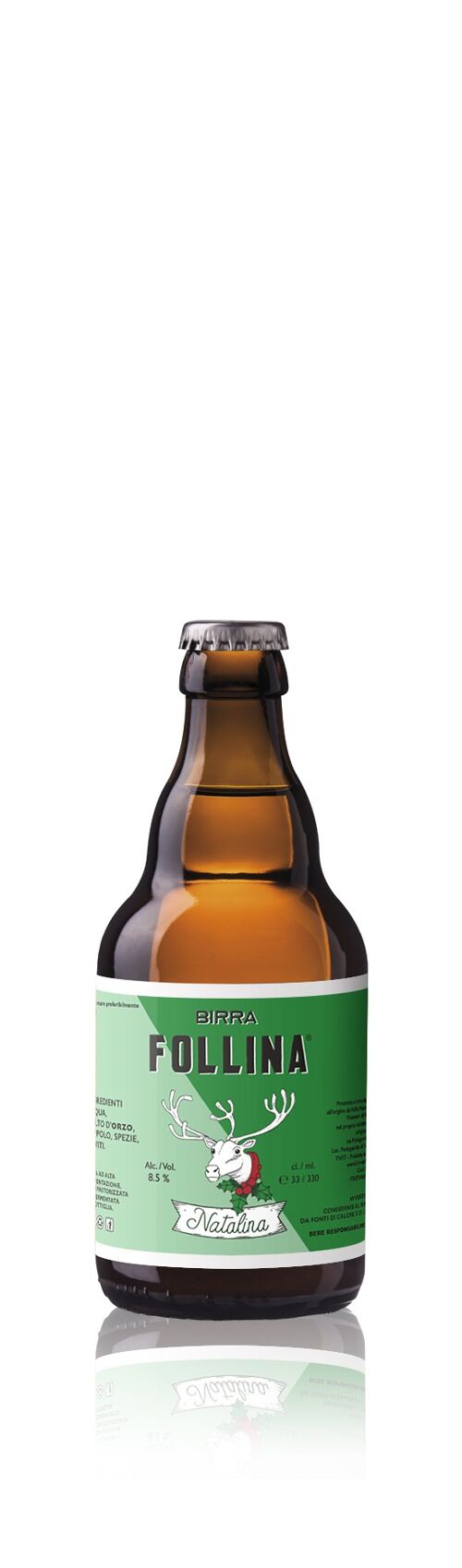 NATALINA 33 cl - CHRISTMAS ALE - birra ambrata con bouquet speziato, calda e avvolgente come da tradizione nordica. Ideale a fine pasto, da sola o con dolci a base di frutta secca