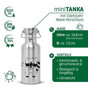 0,6l miniTANKA Racoon Edition avec serrure à vagues en acier inoxydable 3