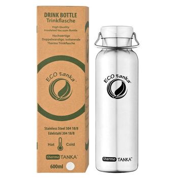 Bouteille thermos isolante en acier inoxydable thermoTANKA ™ de 0,6 l avec fermeture ondulée en acier inoxydable 2