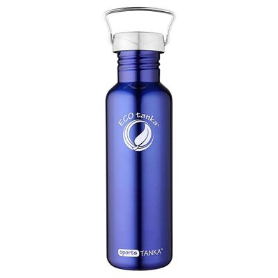 Botella para beber de acero inoxidable sportsTANKA ™ de 0,8 l con tapón ondulado de acero inoxidable - azul