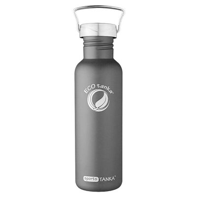 Bouteille en acier inoxydable SportsTANKA ™ de 0,8 l avec bouchon ondulé en acier inoxydable - olive anthracite