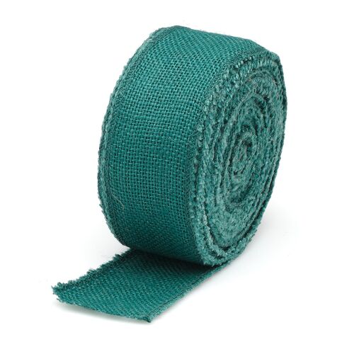 Ruban jute 6cm x 10m Vert Bords Cousus