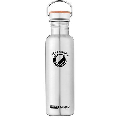 0.8l sportsTANKA ™ stainless steel drinking bottle with stainless steel bamboo closure - stainless steel look