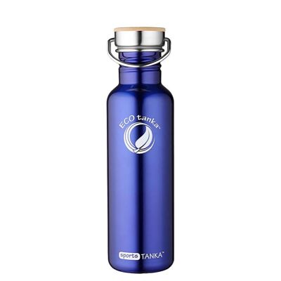 0,8l sportsTANKA™ Edelstahl Trinkflasche mit Edelstahl-Bambus-Verschluss - Blau