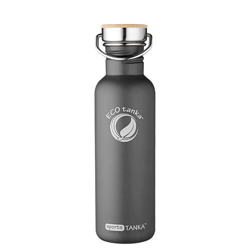 0,8l sportsTANKA™ Edelstahl Trinkflasche mit Edelstahl-Bambus-Verschluss - Anthrazit Oliv