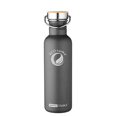 0.8l sportsTANKA ™ stainless steel drinking bottle with stainless steel bamboo closure - anthracite olive
