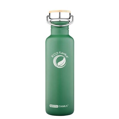 Bouteille en acier inoxydable SportsTANKA ™ de 0,8 L avec fermeture en bambou en acier inoxydable - Vert rétro