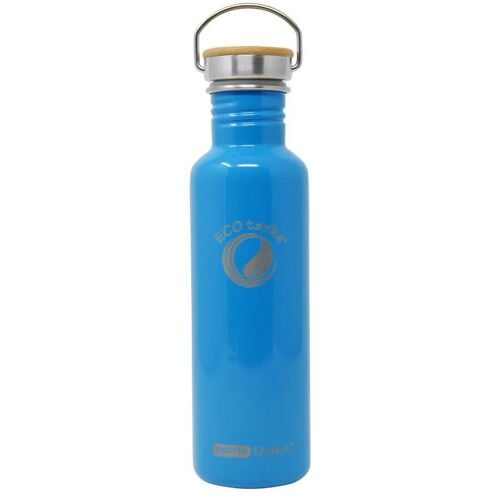 0,8l sportsTANKA™ Edelstahl Trinkflasche mit Edelstahl-Bambus-Verschluss - Skyblue