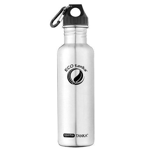 0,8l sportsTANKA™ Edelstahl Trinkflasche mit Poly-Loop-Verschluss - Edelstahl Optik