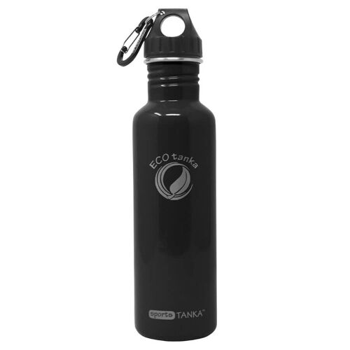 0,8l sportsTANKA™ Edelstahl Trinkflasche mit Poly-Loop-Verschluss - Schwarz