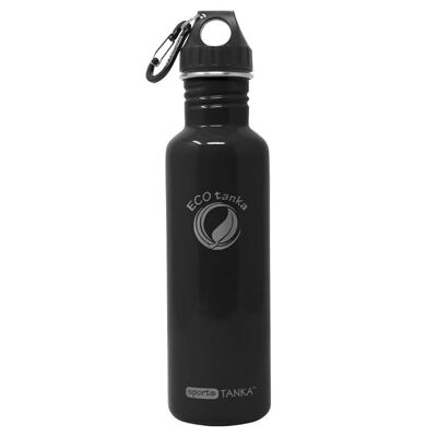 0,8l sportsTANKA™ Edelstahl Trinkflasche mit Poly-Loop-Verschluss - Schwarz
