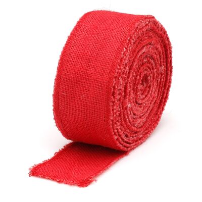 Jute Ribbon 6cm x 10m Red Sewn Edges