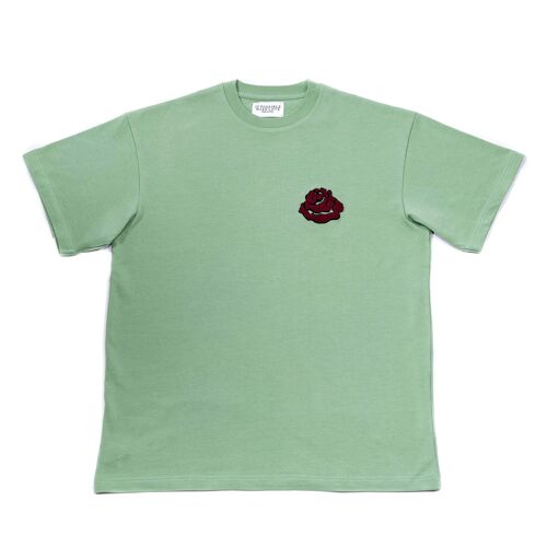 GREEN OVERSIZED LOGO EMBROIDERY T-SHIRT
