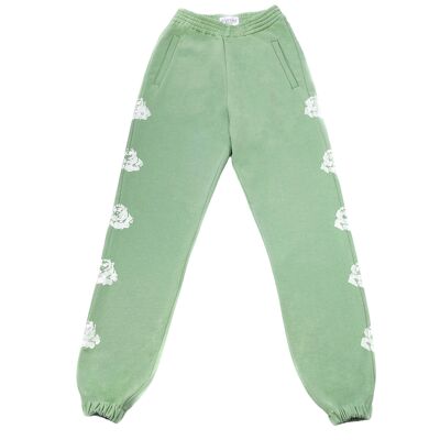 GREEN / WHITE ROSES PANTS