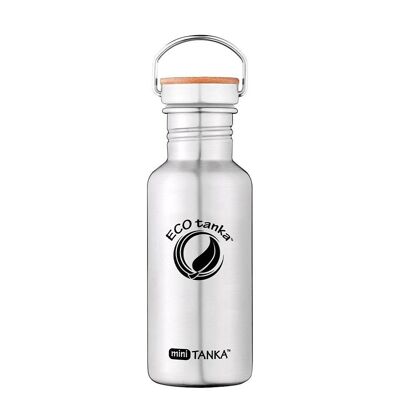 0.6l miniTANKA ™ stainless steel drinking bottle with stainless steel bamboo closure - stainless steel look