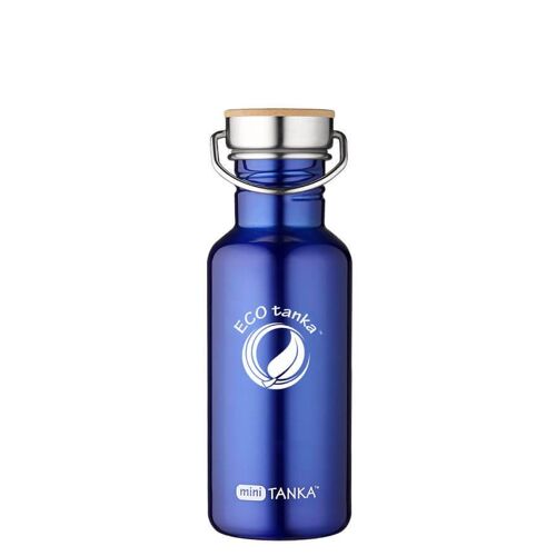 0,6l miniTANKA™ Edelstahl Trinkflasche mit Edelstahl-Bambus-Verschluss - Blau