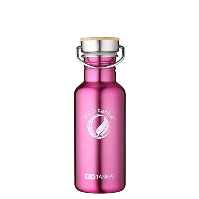 0,6l miniTANKA™ Edelstahl Trinkflasche mit Edelstahl-Bambus-Verschluss - Pink