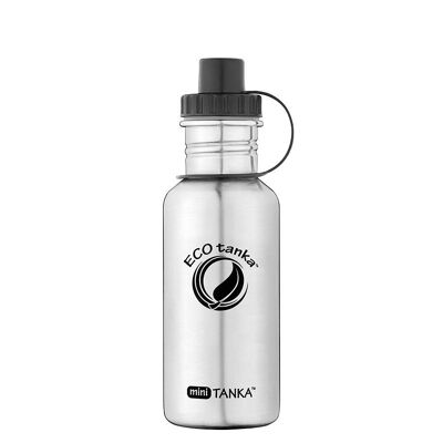 Bouteille en acier inoxydable miniTANKA ™ de 0,6 l avec bouchon sport - aspect acier inoxydable