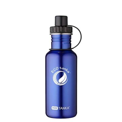 Bouteille en acier inoxydable miniTANKA ™ de 0,6 L avec bouchon sport - Bleu