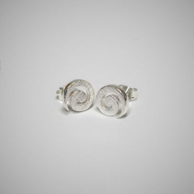 Spiral ear studs, brushed 925 silver