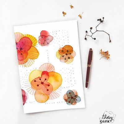 A4 NOTEBOOK RED WATERCOLOR FLOWER