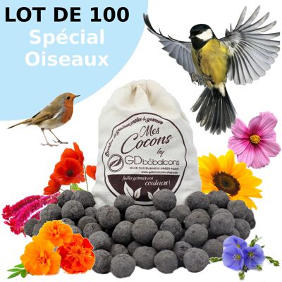 BAG OF 100 SEED BOMBS WITH 'BIRDS SPECIAL' ANNUAL SEEDS MIX