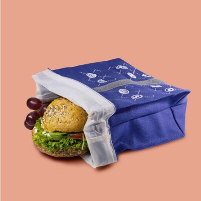 sac à lunch pour les déplacements / incrustation sans plastique / garde naturellement frais (bleu)