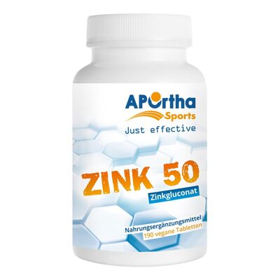 APOrtha Sports Zinc 50 comprimés de zinc - 50 mg de gluconate de zinc
