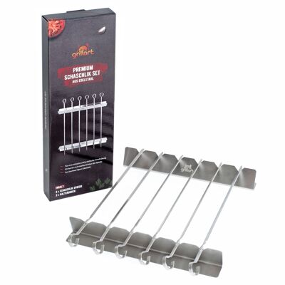 Premium shish kebab skewers made of stainless steel with a frame