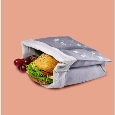 sac à lunch pour les déplacements / incrustation sans plastique / garde naturellement frais (gris)