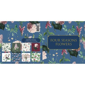 Porte-cartes carré - Fleurs des quatre saisons 8 cartes avec enveloppes 2
