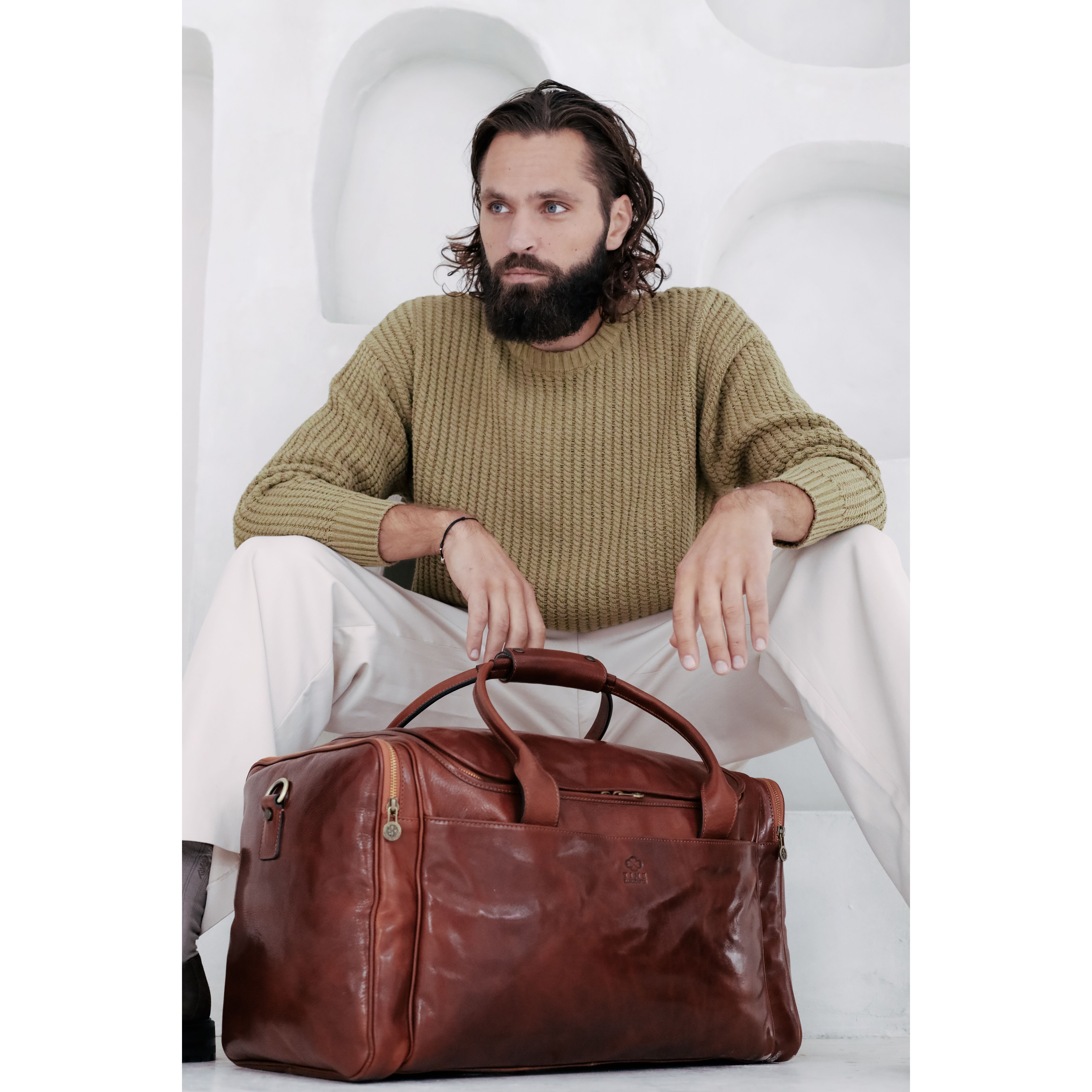 Achat Grand sac polochon en cuir italien Le Guide du voyageur