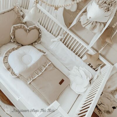 Baby sleeping bag Romantic with frills & white lace - Gr. 40x75 cm - natural color