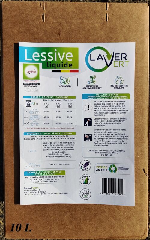 Lessive liquide naturelle - 10L