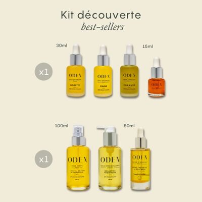 Kit Découverte - Best-Sellers : Huiles Visages, Huile Démaquillante, Huile Corps et Huile Cheveux