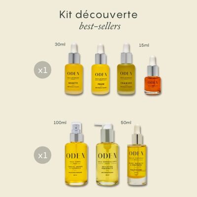 Discovery Kit - I più venduti: oli per il viso, olio detergente, olio per il corpo e olio per capelli