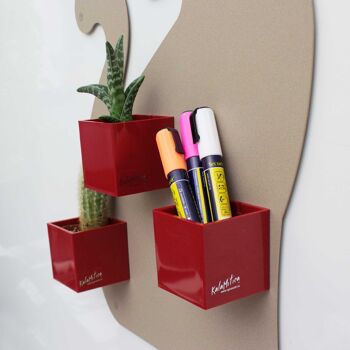 Ensemble de contenants/cubes magnétiques, 6,5 cm, rouge, porte-stylos avec aimant 3