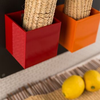 Cube Magnétique 9,8 cm, Rouge, Organisateur de Cuisine, Porte-Outils 4
