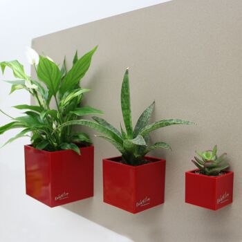 Lot de 3 Cubes Magnétiques, 4-6,5-9,8 cm, Rouge, Cache pots pour Plantes d'Intérieur 2