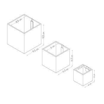 Lot de 3 Cubes Magnétiques, 4-6,5-9,8 cm, Rouge, Cache pots pour Plantes d'Intérieur 4